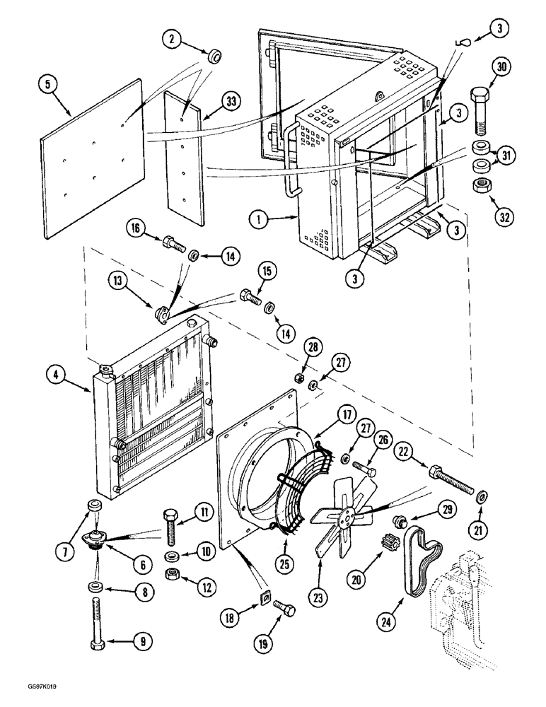 Схема запчастей Case 888 - (2-12) - RADIATOR, OIL COOLER AND RADIATOR SHROUD, P.I.N. 15576 AND AFTER, P.I.N. 106803 AND AFTER (02) - ENGINE