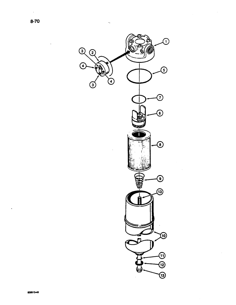 Схема запчастей Case 1187C - (8-70) - HYDRAULIC OIL FILTER (08) - HYDRAULICS