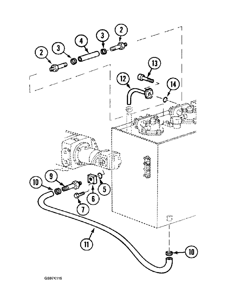 Схема запчастей Case 888 - (8B-18) - HYDRAULIC PUMP LINES, P.I.N. 15401 THRU 15637, P.I.N. 106801 THRU 106810 (08) - HYDRAULICS