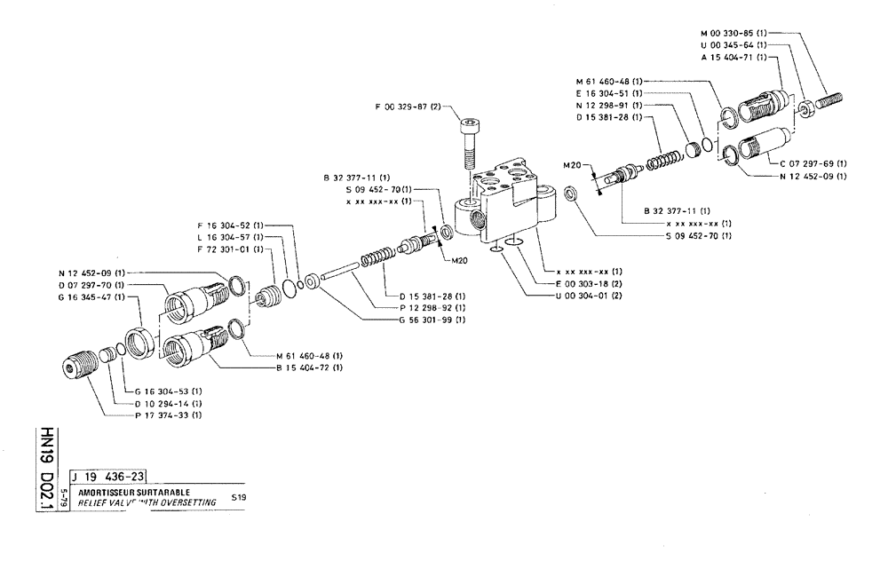 Схема запчастей Case 75C - (HN19 D02.1) - RELIEF VALVE WITH OVERSETTING - S19 (07) - HYDRAULIC SYSTEM