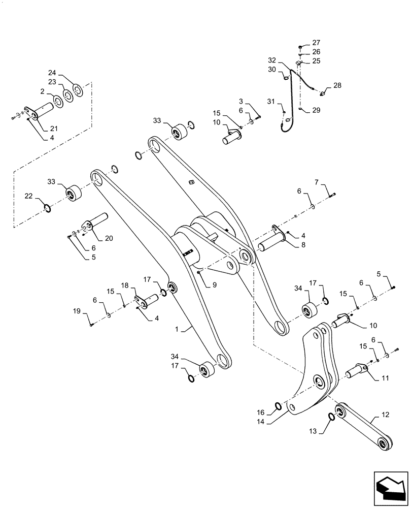 Схема запчастей Case 821F - (39.100.01) - ARM LIFT Z BAR AND XR/LR (39) - FRAMES AND BALLASTING