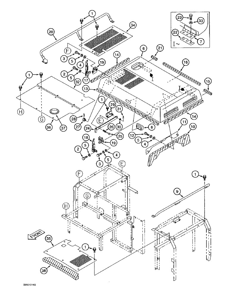 Схема запчастей Case 9020B - (9-018) - UPPER STRUCTURE, HOOD, COVERS AND INSULATION, PRIOR TO P.I.N. DAC02#2001 (09) - CHASSIS