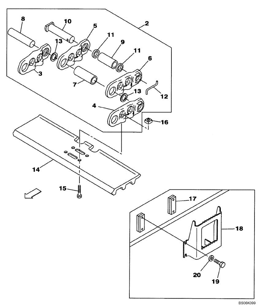 Схема запчастей Case CX460 - (05-10) - TRACK CHAINS, 900 MM (35-1/2 IN) - FOOTSTEP (11) - TRACKS/STEERING