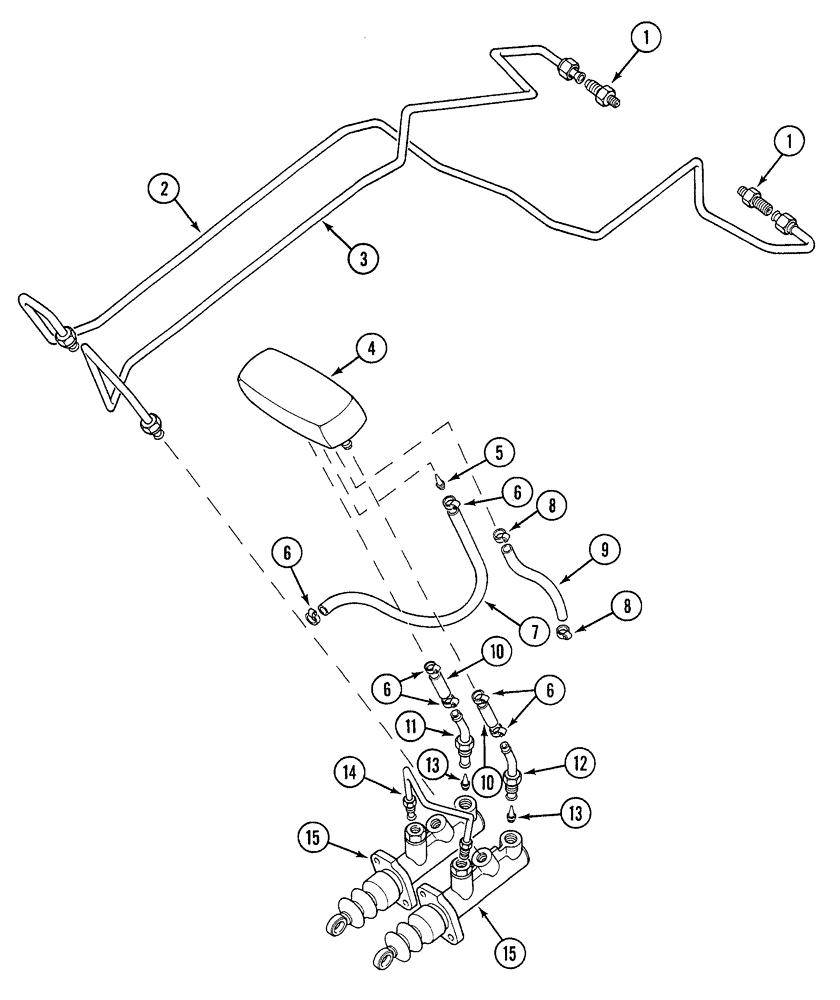 Схема запчастей Case 380B - (7-04) - BRAKE RESERVOIR AND PIPES (07) - BRAKES