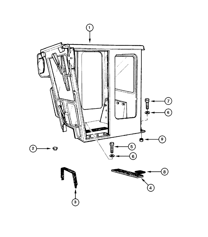 Схема запчастей Case 865 DHP - (9-056) - CAB ASSEMBLY (OPEN CAB/ROPS) (09) - CHASSIS