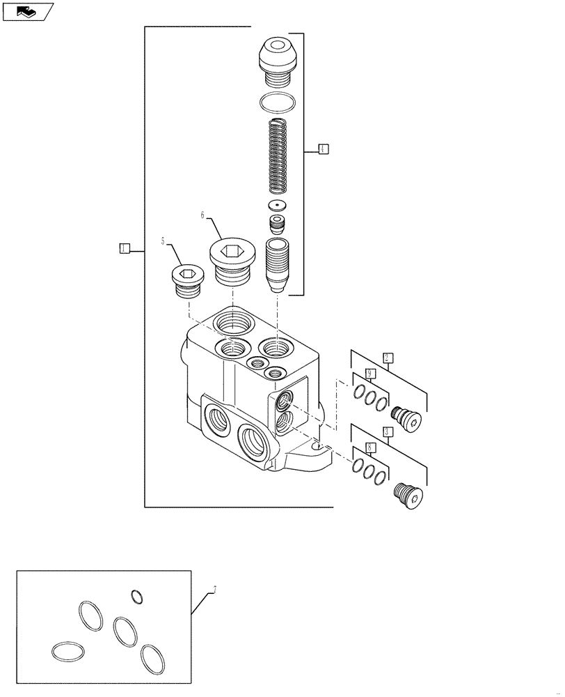 Схема запчастей Case 580SN WT - (35.150.01[02]) - VALVE SECTION - BACKHOE, INLET (WITH PILOT CONTROLS) (580SN, 580SN WT, 590SN) (35) - HYDRAULIC SYSTEMS