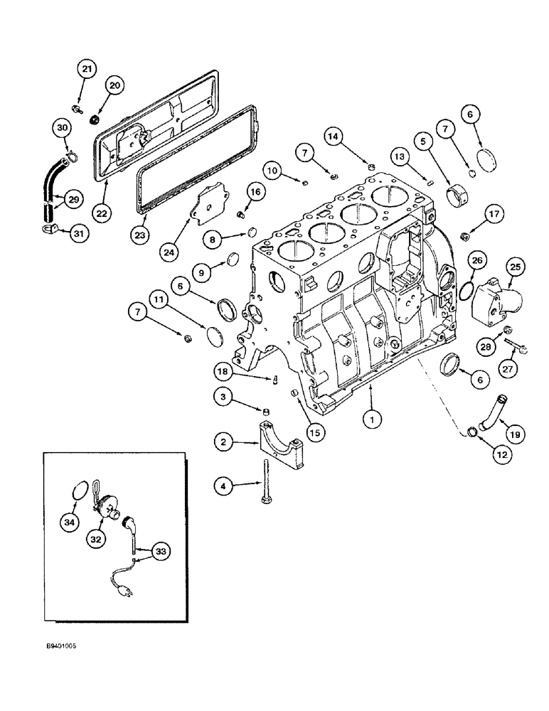 Схема запчастей Case 550E - (2-26) - CYLINDER BLOCK, 4T-390 ENGINE (02) - ENGINE