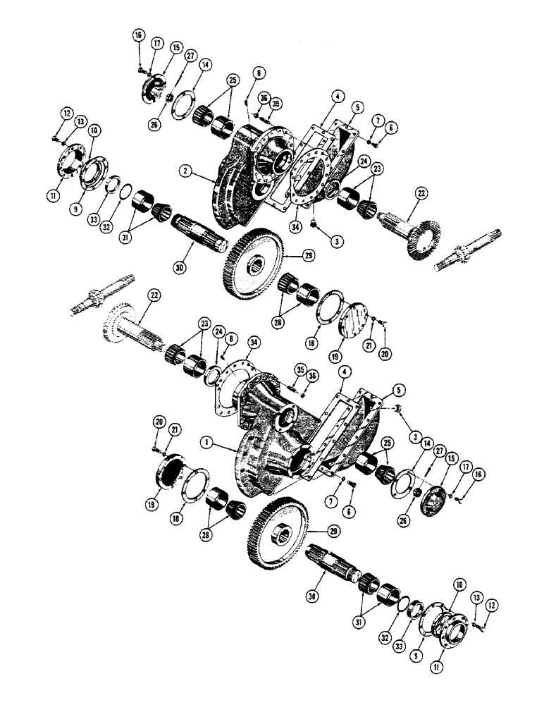 Схема запчастей Case 600 - (092) - FINAL DRIVE INST. (STANDARD), (USED UP TO SERIAL #656-471) (03) - TRANSMISSION