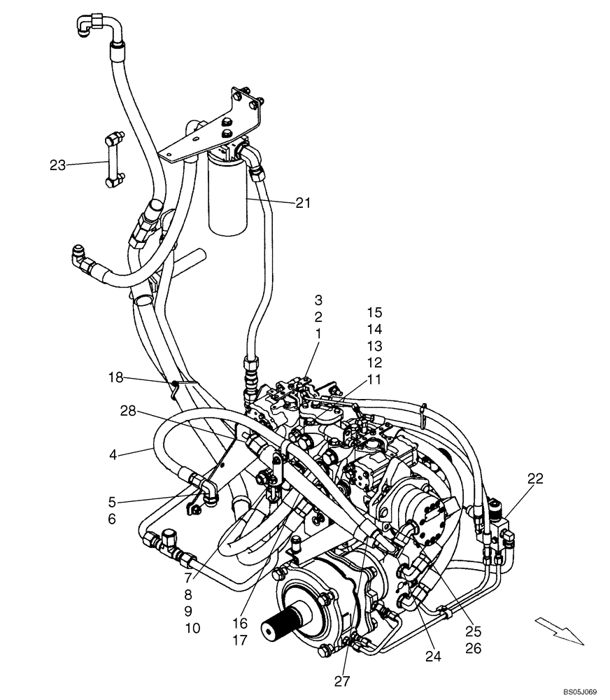 Схема запчастей Case 420 - (06-07A) - PUMP, TANDEM - MOUNTING, EUROPEAN NOISE CONTROL; IF USED (420) (06) - POWER TRAIN