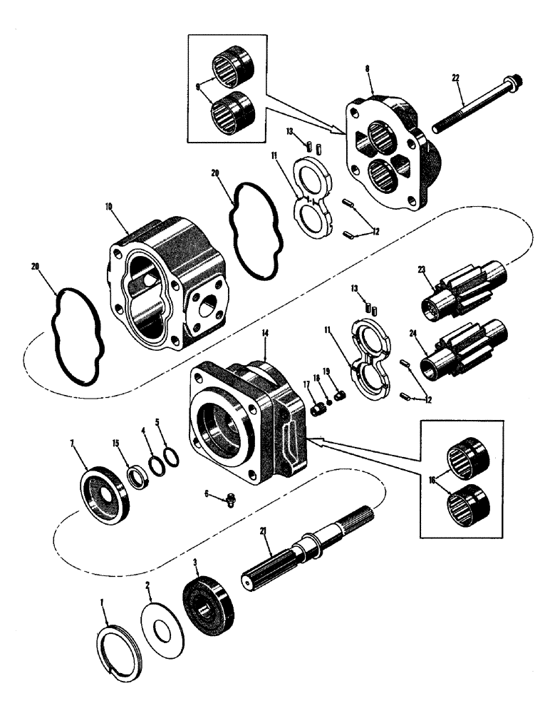 Схема запчастей Case 750 - (126) - HYDRAULIC PUMP BODY, COVERS, GEARS, SHAFT & SEALS (07) - HYDRAULIC SYSTEM