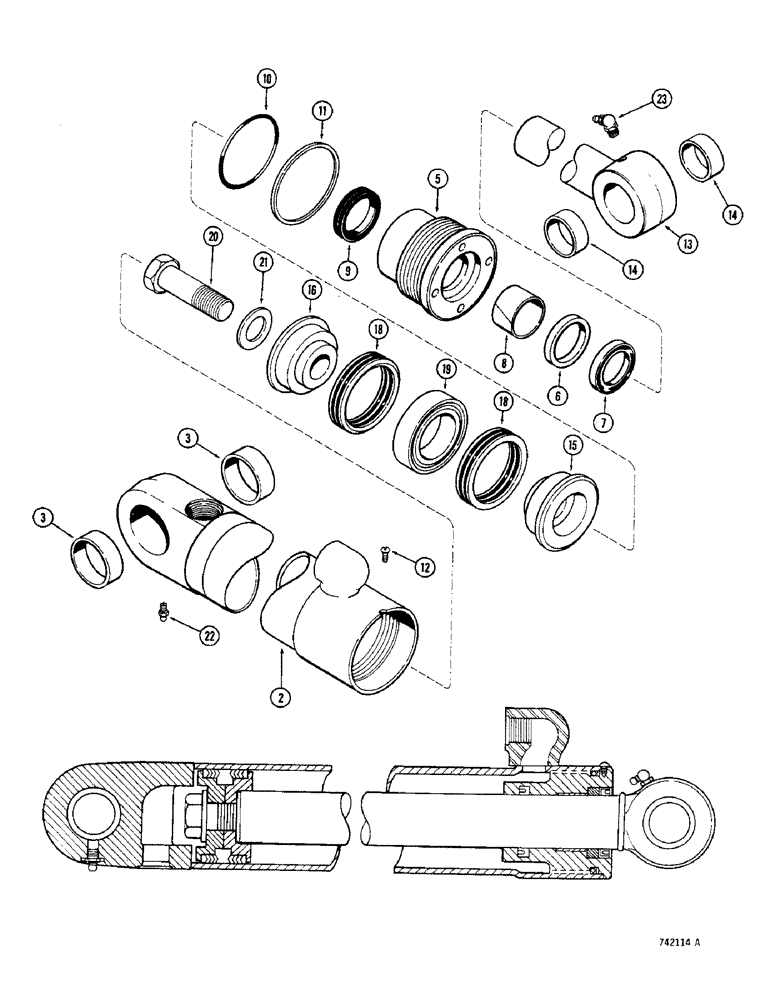 Схема запчастей Case 350 - (294) - G34414 ANGLE CYLINDER - ANGLE TILT DOZER, HAS SINGLE, SOLID ROD WIPER (07) - HYDRAULIC SYSTEM