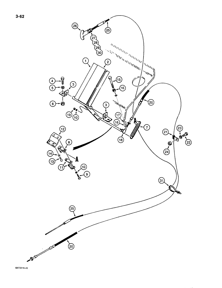 Схема запчастей Case W36 - (3-62) - THROTTLE AND LINKAGE, OPERATORS COMPARTMENT (03) - FUEL SYSTEM