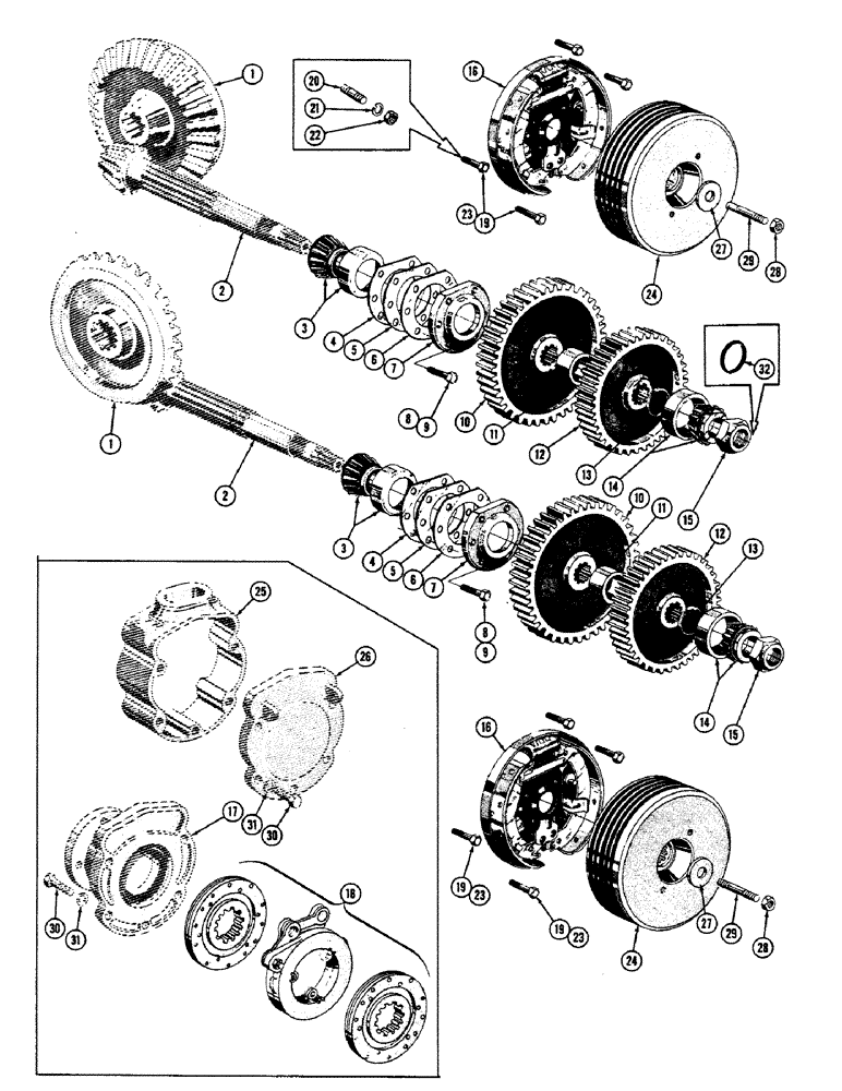 Схема запчастей Case 800 - (118) - TRANSMISSION INSTALLATION, CLUTCH SHAFT PARTS (03) - TRANSMISSION