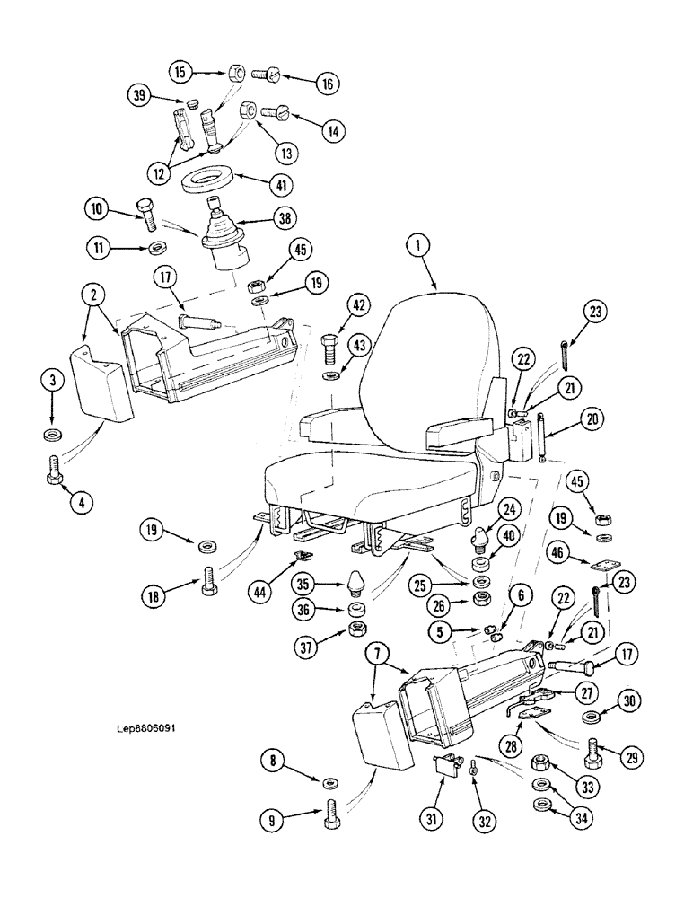 Схема запчастей Case 688C - (9D-12) - FITTED SEAT (05.1) - UPPERSTRUCTURE CHASSIS/ATTACHMENTS