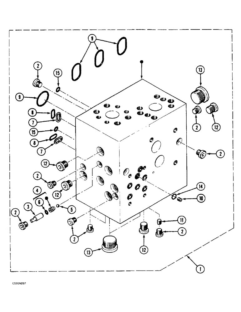 Схема запчастей Case 688BCK - (7-14) - INLET MANIFOLD - TRAVEL CONTROL VALVE, 688B CK (120301-) (07.1) - UNDERCARRIAGE HYDRAULICS