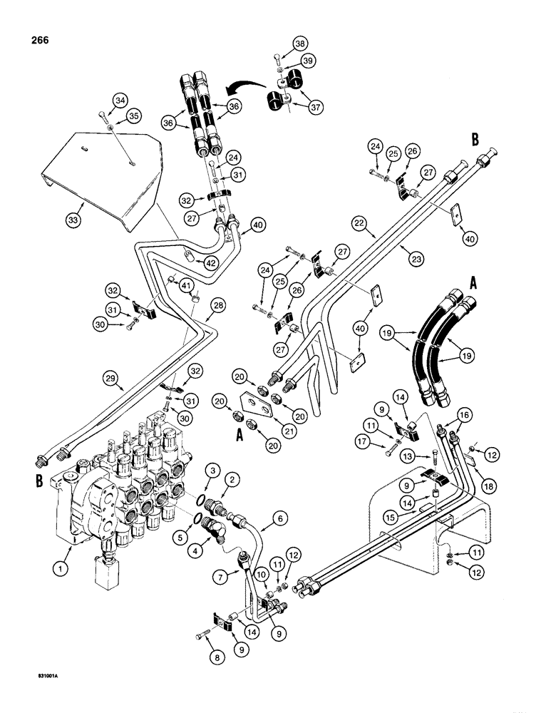 Схема запчастей Case 1150D - (266) - LOADER CLAM HYDRAULIC CIRCUIT (08) - HYDRAULICS