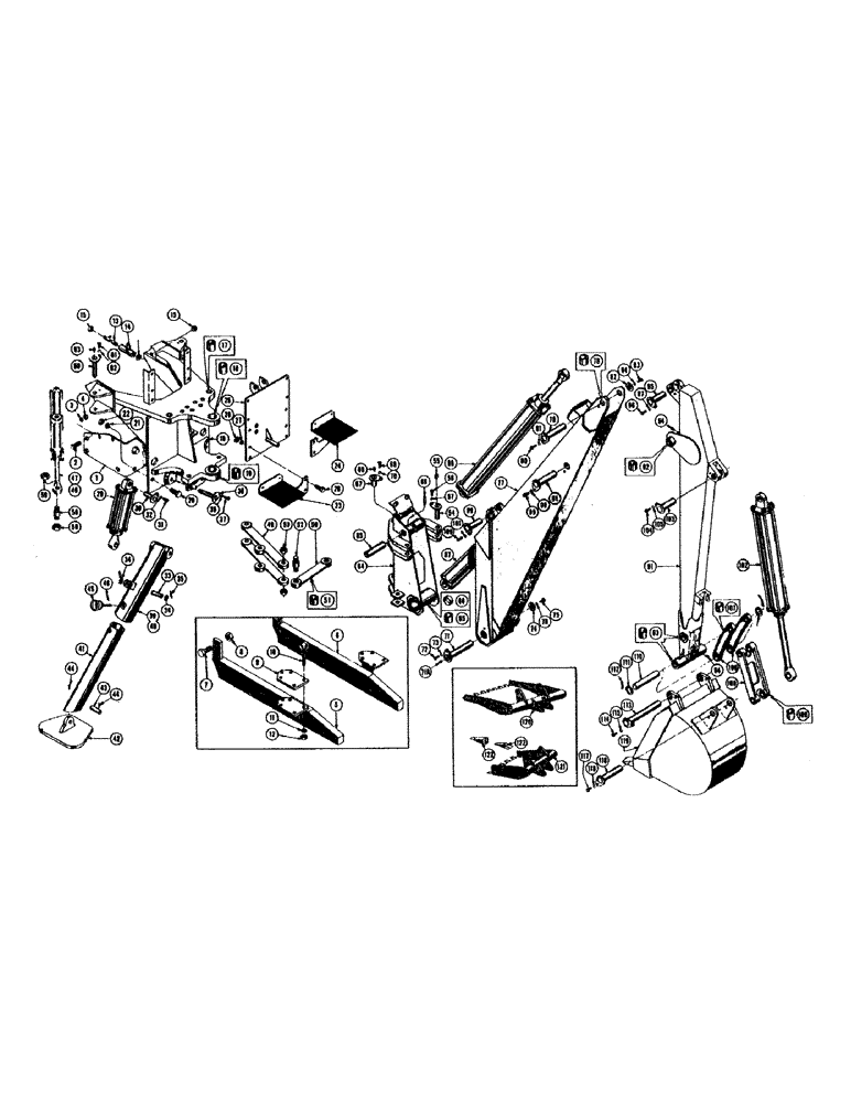 Схема запчастей Case 420B - (34) - MOUNTING PARTS, CYLINDERS, ARMS, AND BUCKETS, MOUNTING PARTS 