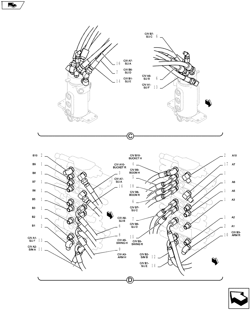 Схема запчастей Case CX27B ASN - (35.322.03) - HYD LINES, UPPER (35) - HYDRAULIC SYSTEMS