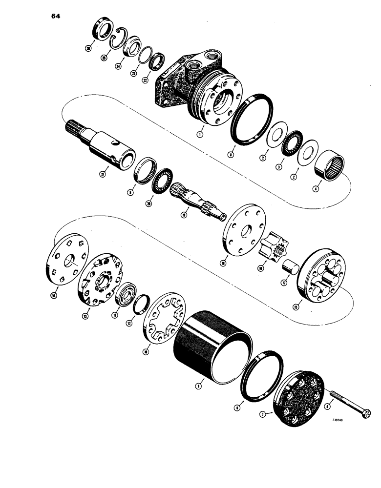 Схема запчастей Case 1816 - (64) - D58412 HYDRAULIC MOTOR (35) - HYDRAULIC SYSTEMS