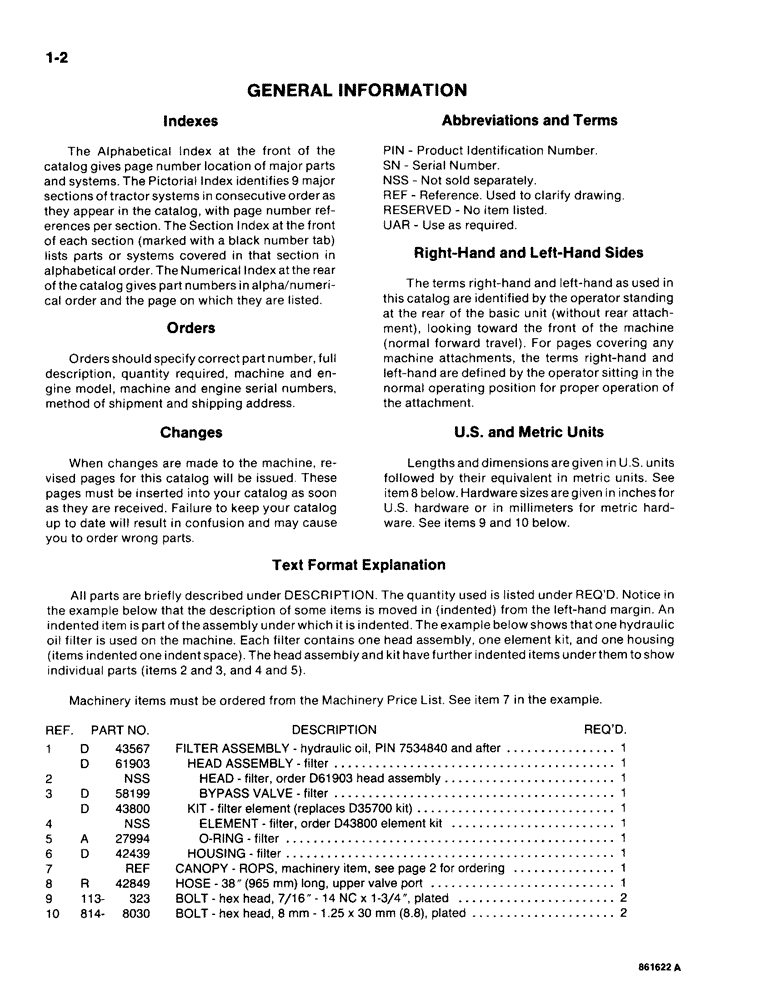 Схема запчастей Case 1818 - (1-002) - GENERAL INFORMATION (00) - PICTORIAL INDEX