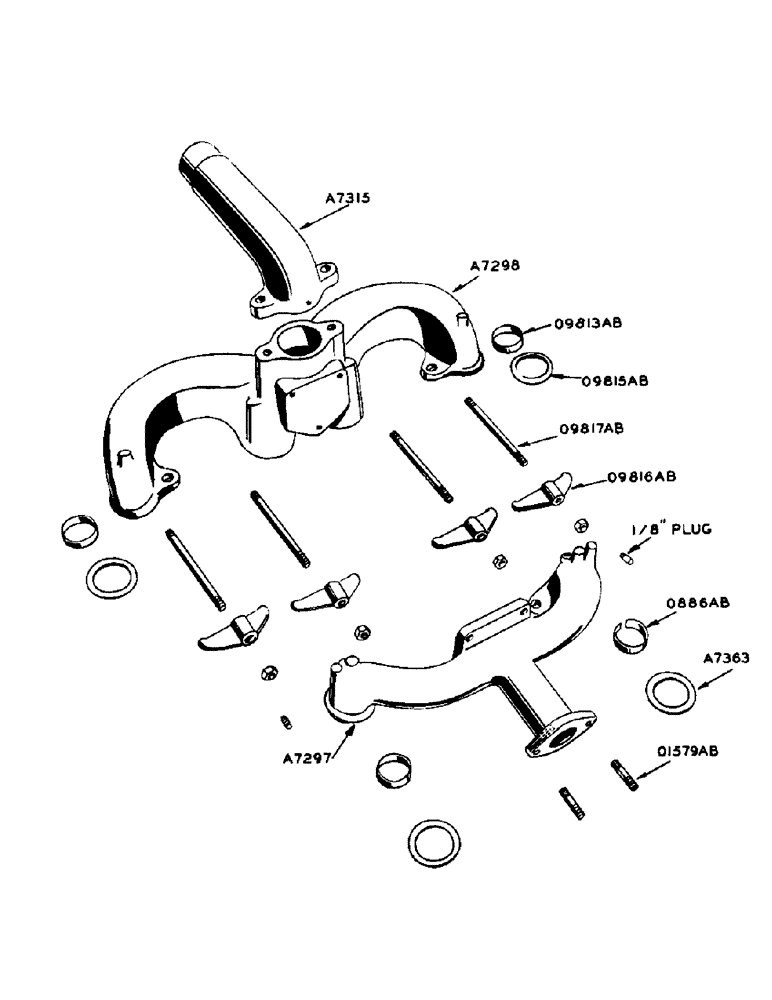 Схема запчастей Case 420 - (013) - POWRDYNE GAS ENGINE, GASOLINE MANIFOLDS (10) - ENGINE