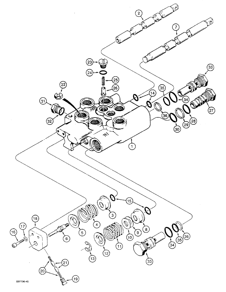 Схема запчастей Case 1818 - (8-186) - LOADER CONTROL VALVE (08) - HYDRAULICS