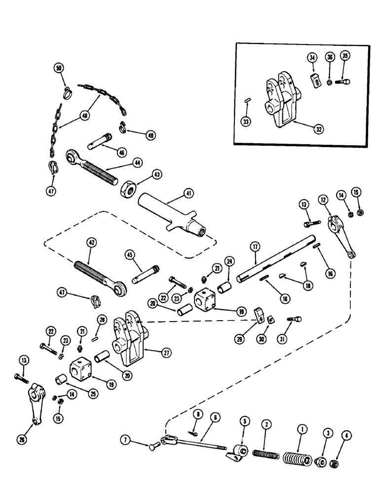 Схема запчастей Case 480CK - (128) - SENSING LINKAGE, DRAFT-O-MATIC 