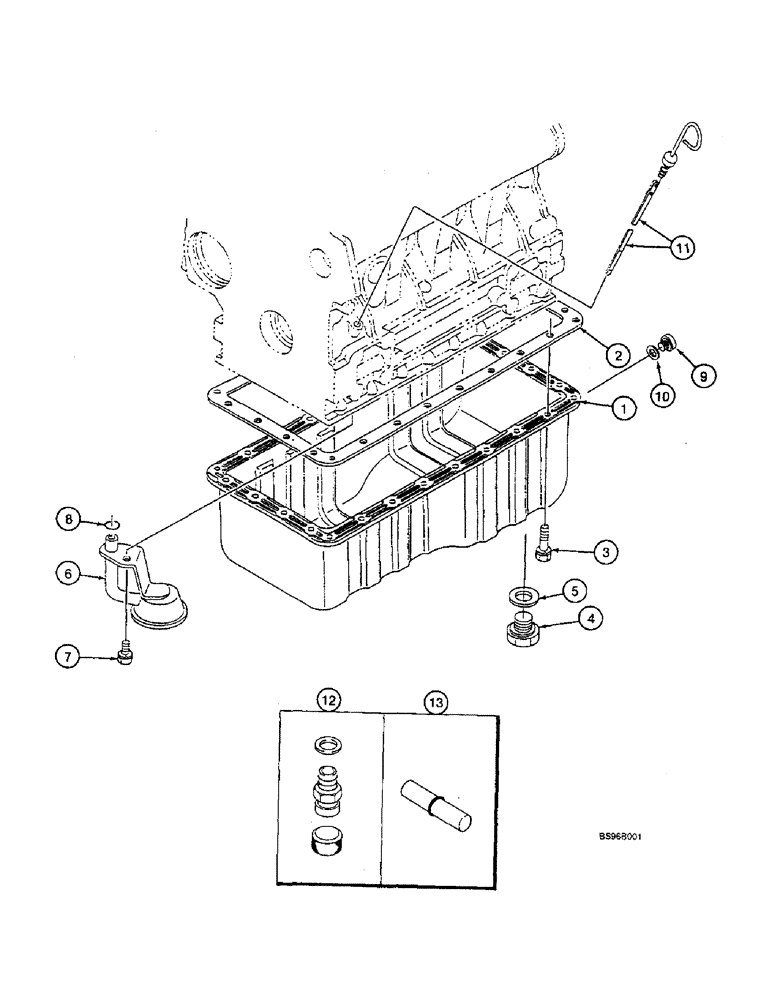 Схема запчастей Case 1825B - (2-16) - OIL PAN (02) - ENGINE