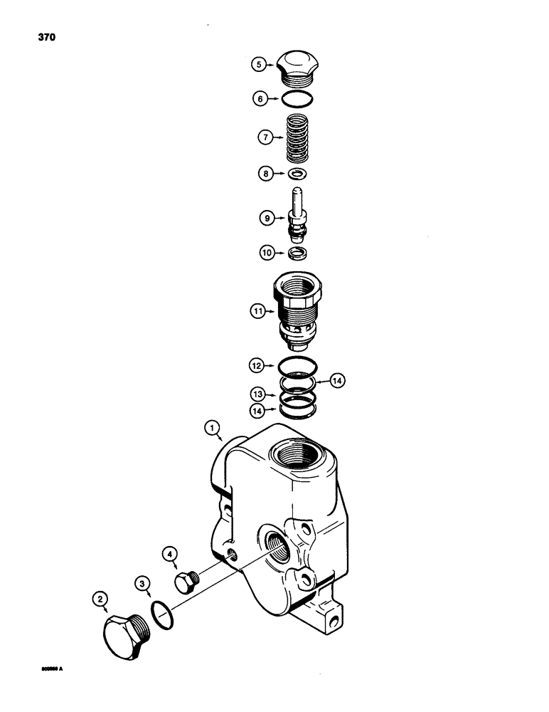 Схема запчастей Case 580SD - (370) - THREE-POINT HITCH CONTROL VALVE, INLET-OUTLET SECTION (08) - HYDRAULICS