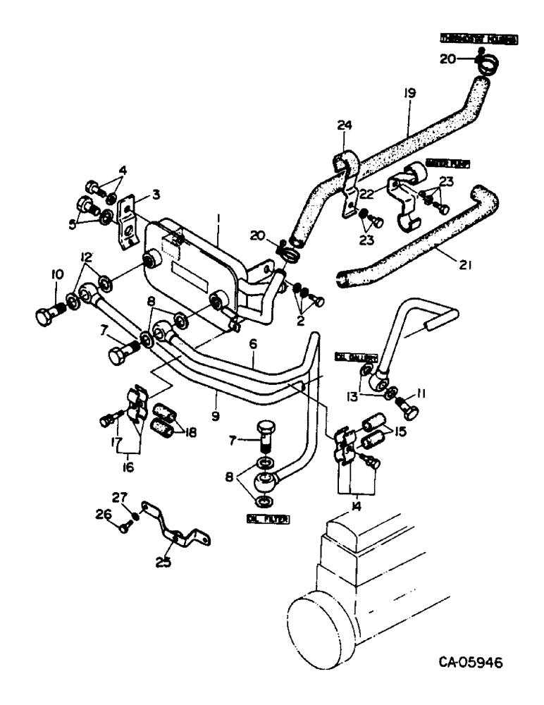 Схема запчастей Case 4155 - (06-01) - COOLING, ENGINE OIL COOLER (04) - Drive Train