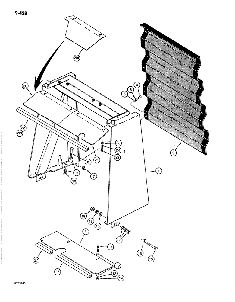 Схема запчастей Case 780C - (9-428) - RADIATOR GUARD AND GRILLE (09) - CHASSIS/ATTACHMENTS