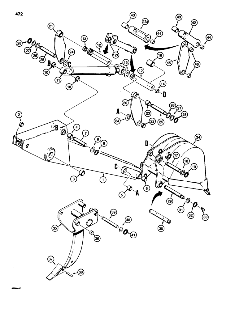 Схема запчастей Case 580SD - (472) - BACKHOE DIPPER AND BUCKET (09) - CHASSIS/ATTACHMENTS