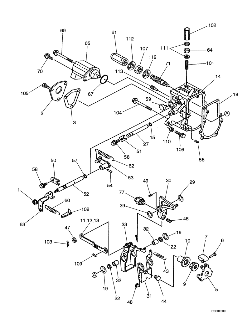 Схема запчастей Case CX14 - (03-06[00]) - GOVERNOR, FUEL INJECTION PUMP (03) - FUEL SYSTEM