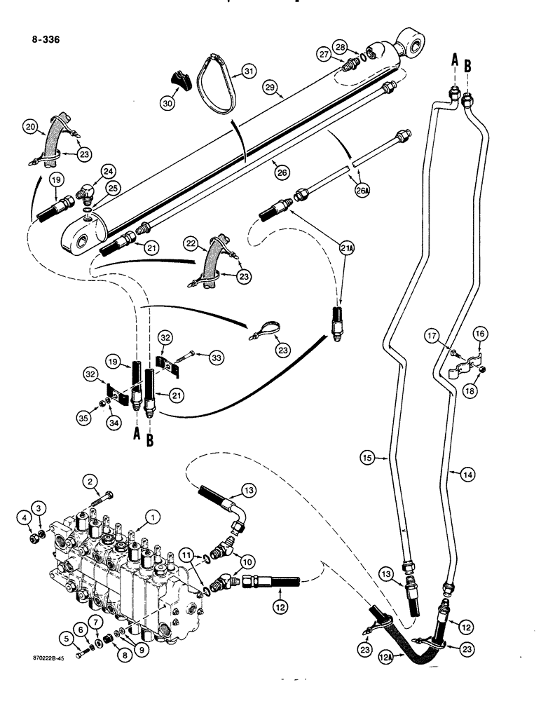 Схема запчастей Case 580K - (08-336) - BACKHOE EXTENDABLE DIPPER HYDRAULIC CIRCUIT (08) - HYDRAULICS