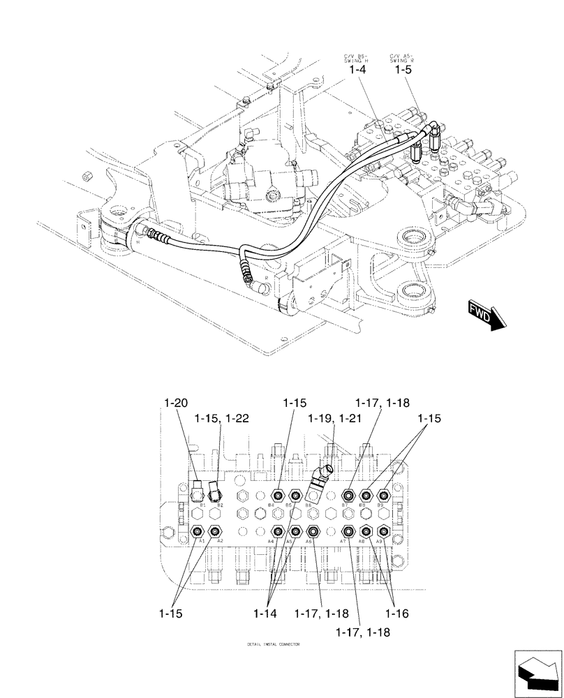 Схема запчастей Case CX17B - (01-022[03]) - HYD LINES, UPP - NIBBLER AND BREAKER (35) - HYDRAULIC SYSTEMS