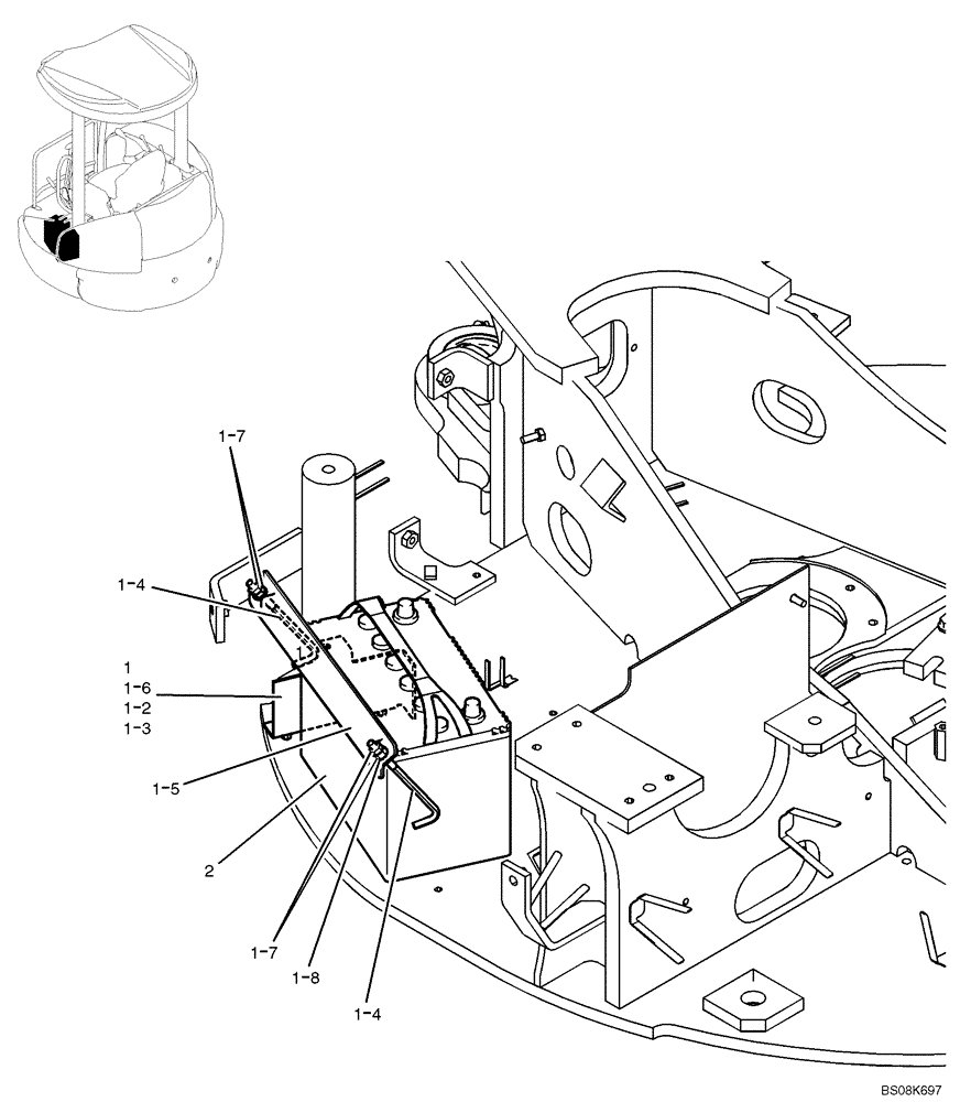 Схема запчастей Case CX27B BTW - (01-074) - BATTERY INSTAL (PW72E00011F1) (55) - ELECTRICAL SYSTEMS