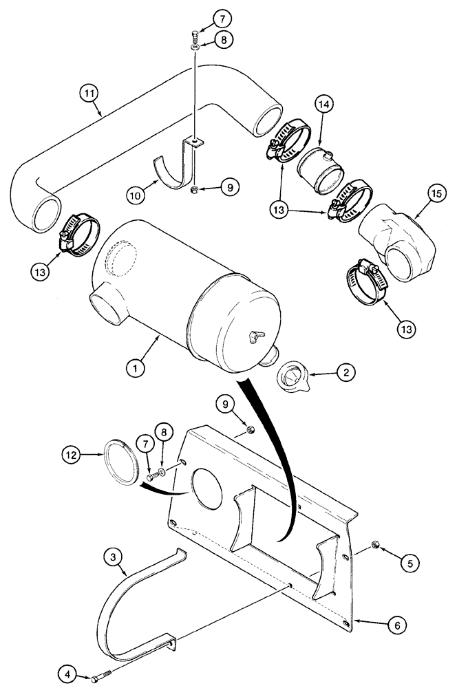 Схема запчастей Case 960 - (02-02) - AIR CLEANER AIR INTAKE (02) - ENGINE