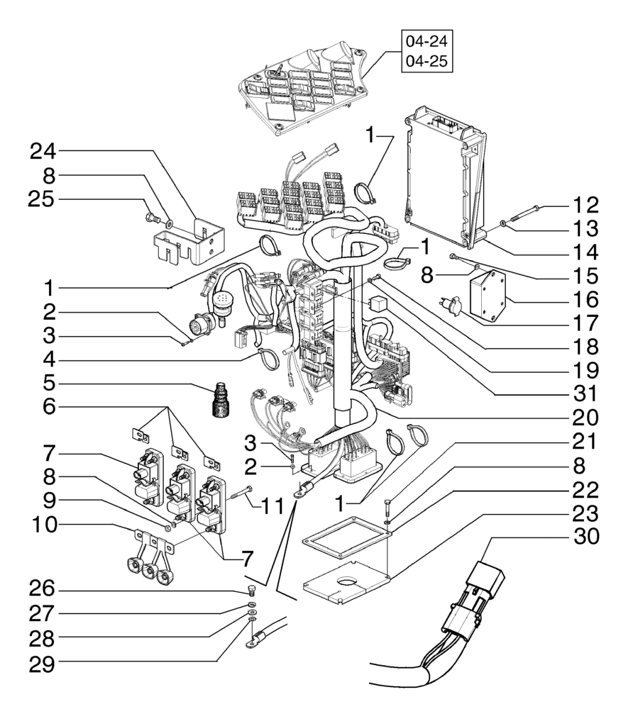 Схема запчастей Case 885B - (04-17[01]) - ELECTRICAL SYSTEM, LATERAL CONSOLE (04) - ELECTRICAL SYSTEMS