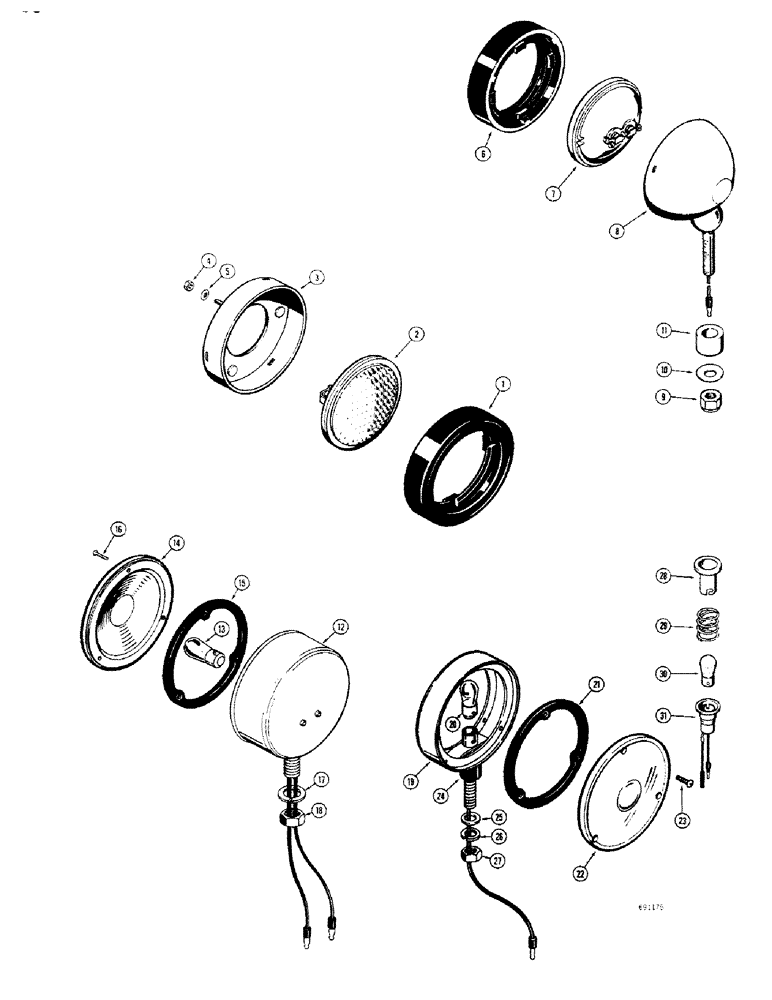 Схема запчастей Case 680CK - (056) - ELECTRICAL SYSTEM, LIGHTS, D30243 HEADLIGHT, L19663 REAR (55) - ELECTRICAL SYSTEMS