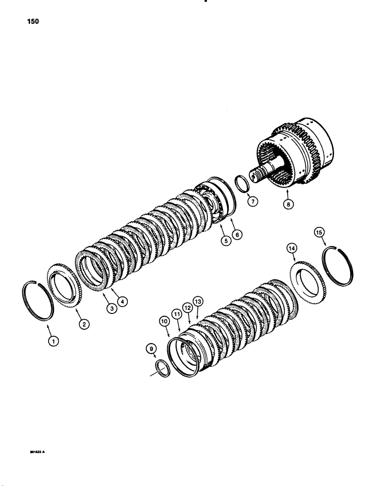 Схема запчастей Case 780B - (150) - TRANSMISSION REVERSE AND SECOND CLUTCH ASSEMBLY (06) - POWER TRAIN