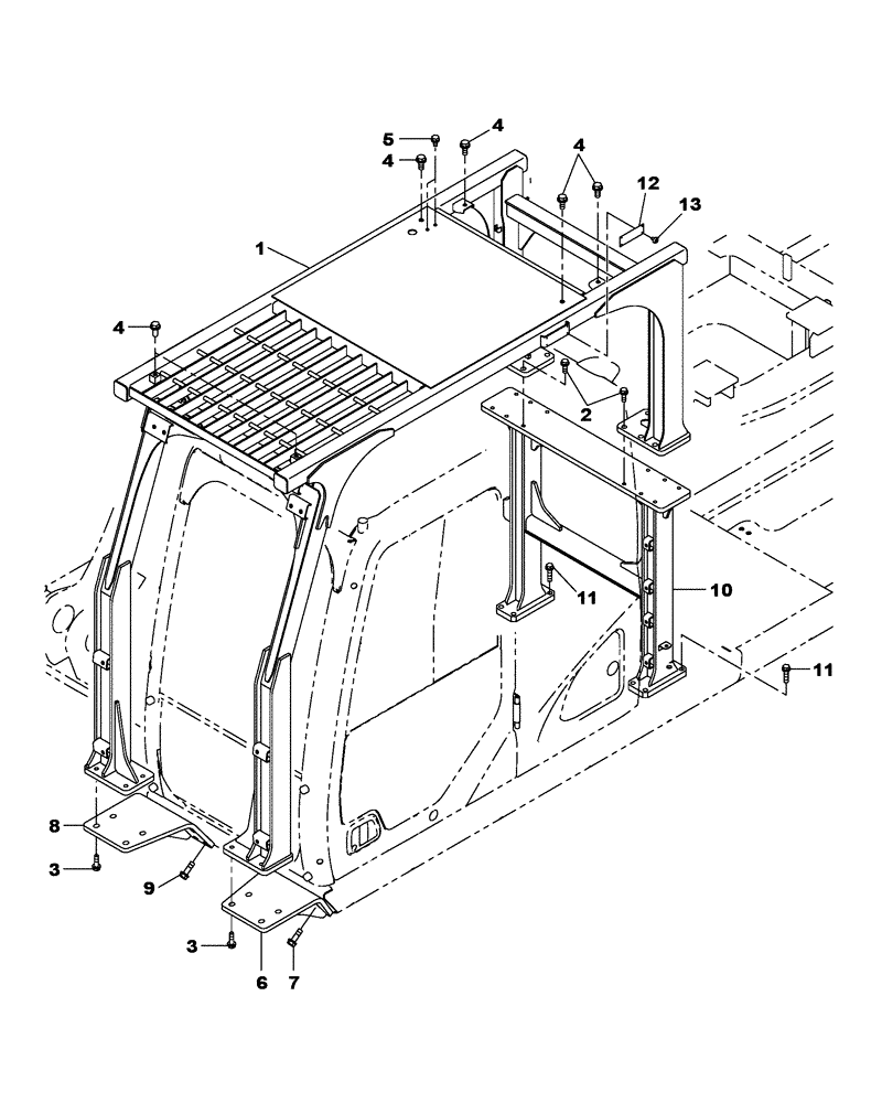 Схема запчастей Case CX470C - (09-045-00[01]) - CAB GUARD - HEAD (05.1) - UPPERSTRUCTURE CHASSIS/ATTACHMENTS