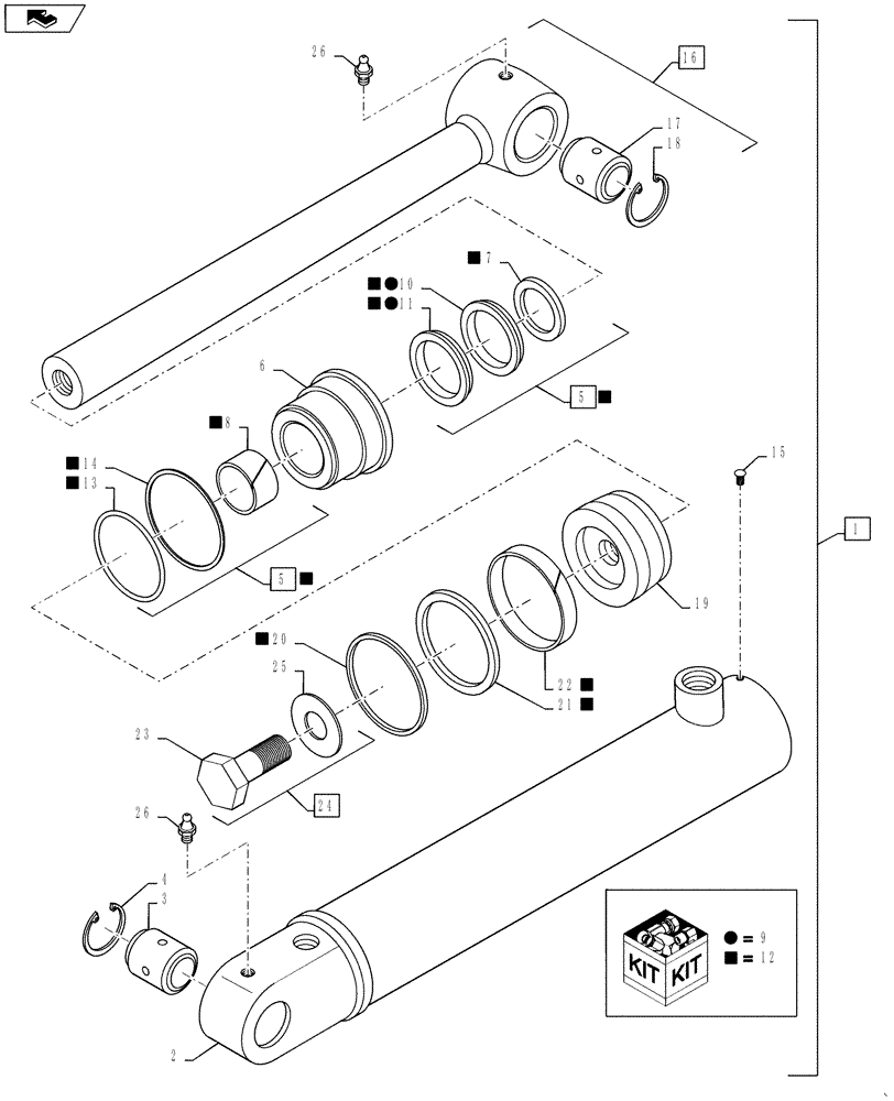 Схема запчастей Case 588H - (35.740.00) - CYLINDER ASSEMBLY FORK LIFT TILT (35) - HYDRAULIC SYSTEMS