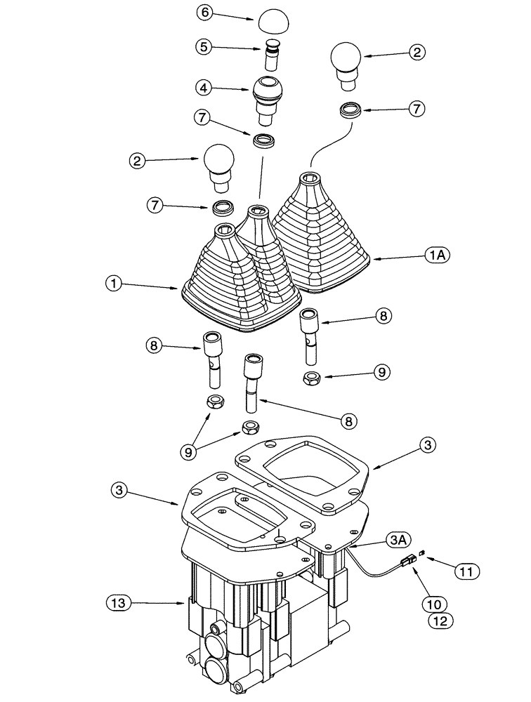 Схема запчастей Case 721C - (08-52) - VALVE ASSY - REMOTE CONTROL, THREE LEVER (08) - HYDRAULICS