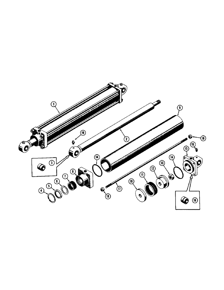 Схема запчастей Case 600 - (274) - HYDRAULIC CYLINDER ASSEMBLY - SCARIFIER LIFT, TUBE, PISTON ROD (07) - HYDRAULIC SYSTEM