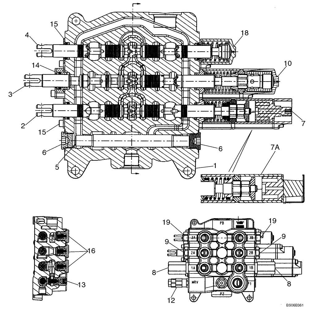 Схема запчастей Case 570MXT - (08-21B) - VALVE ASSY - LOADER CONTROL, THREE SPOOL (HUSCO - USED WITH SEPARATE PRIORITY VALVE) (08) - HYDRAULICS