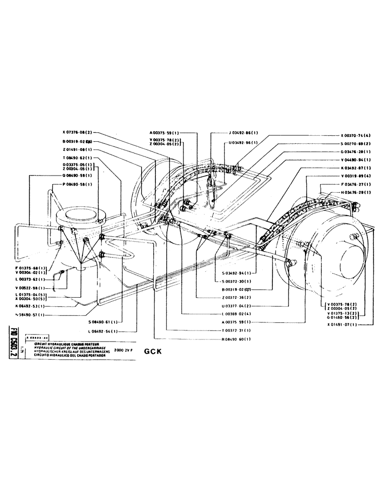 Схема запчастей Case GC120 - (053) - HYDRAULIC CIRCUIT OF THE UNDERCARRIAGE 