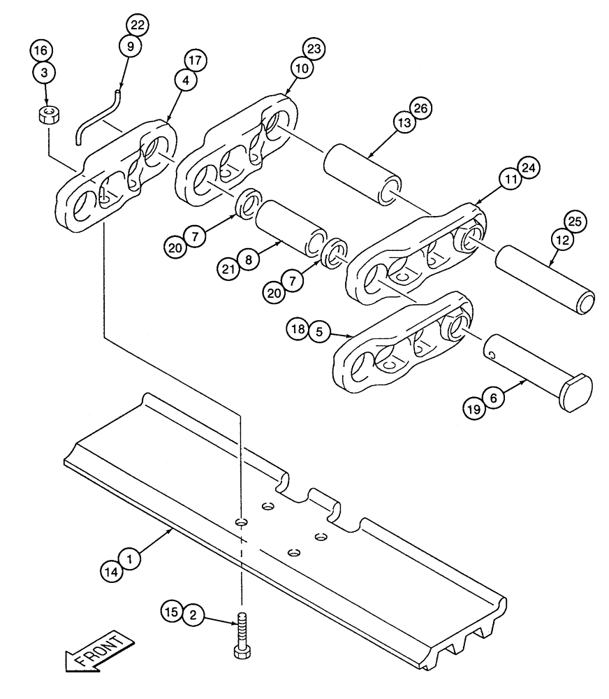 Схема запчастей Case 9060 - (5-04) - TRACK CHAIN AND SHOES (11) - TRACKS/STEERING