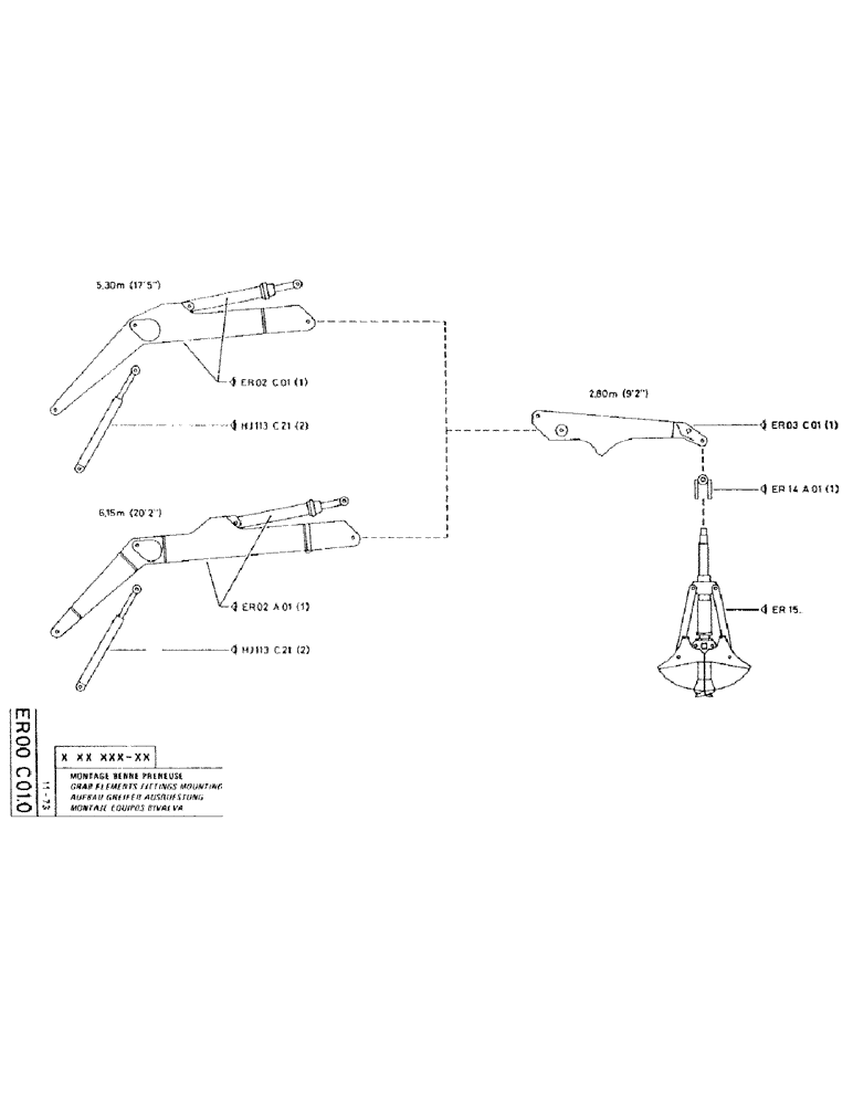 Схема запчастей Case RC200 - (106) - GRAB ELEMENTS FITTINGS MOUNTINGS 