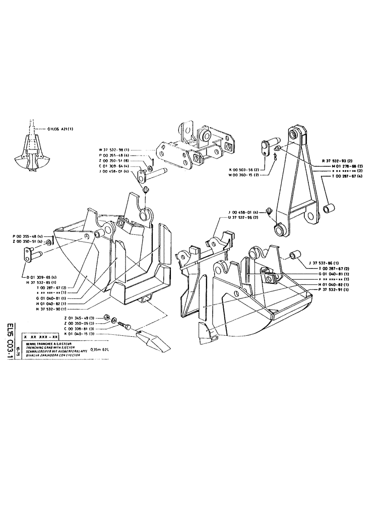 Схема запчастей Case LC80 - (143) - TRENCHING GRAB WITH EJECTOR 