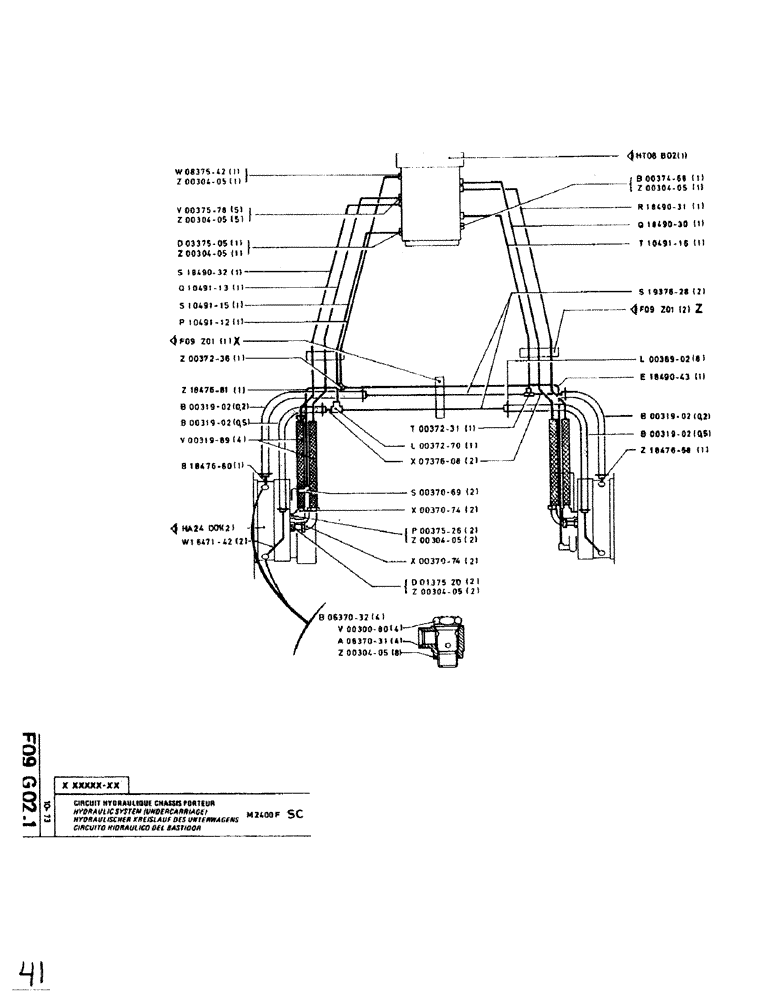 Схема запчастей Case SC150 - (041) - HYDRAULIC SYSTEM (UNDERCARRIAGE) SC 